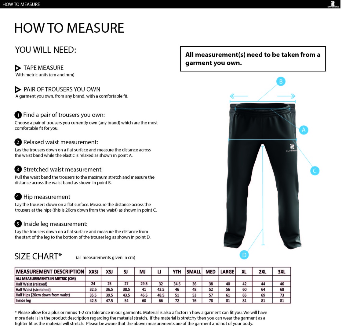 Wendron Gordon - Dual Poplin Track Pant - Size Guide