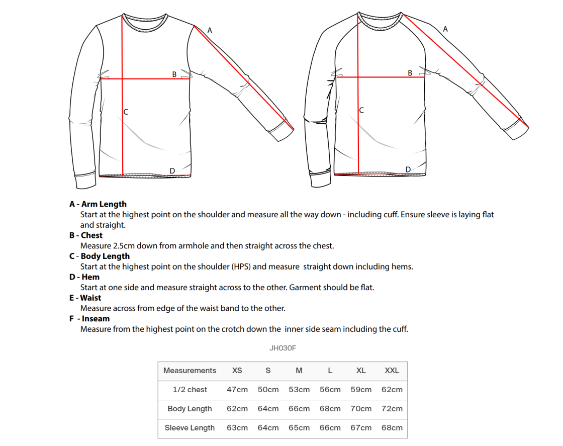 THOMAS COOKE HOUSE WOMENS SWEATSHIRT - Size Guide